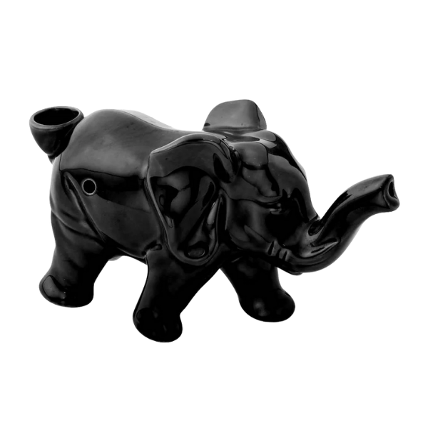 Ceramic Special Dry Hand Pipe / Lucky Elephant Black